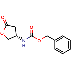 Chemical structure of (S)-4-(Cbz-amino)-2-oxotetrahydrofuran , CAS 87219-29-2, AChemBlock V145933