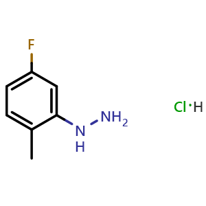 Chemical structure of 5-Fluoro-2-methylphenylhydrazine Hydrochloride , CAS 325-50-8, AChemBlock V145937