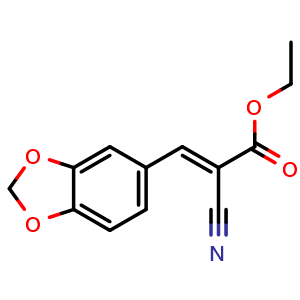 Chemical structure of Ethyl 3-(1,3-Benzodioxol-5-yl)-2-cyanoacrylate , CAS 2286-56-8, AChemBlock V145965