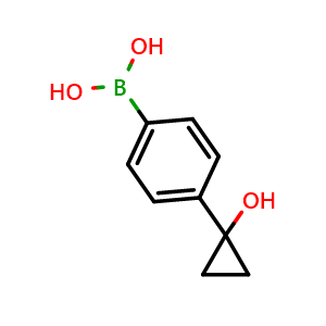 Chemical structure of 4-(1-Hydroxycyclopropyl)phenylboronic Acid , CAS 956006-93-2, AChemBlock V145976