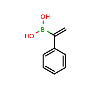 Chemical structure of 1-Phenylvinylboronic Acid , CAS 14900-39-1, AChemBlock V145978