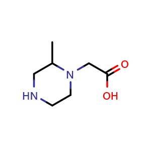 Chemical structure of 2-(2-Methyl-1-piperazinyl)acetic Acid , CAS 1060813-51-5, AChemBlock V145994