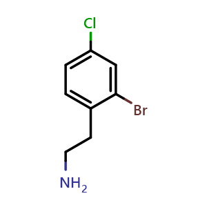 Chemical structure of 2-(2-Bromo-4-chlorophenyl)ethanamine , CAS 1202889-65-3, AChemBlock V145995