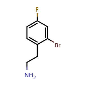 Chemical structure of 2-(2-Bromo-4-fluorophenyl)ethanamine , CAS 874285-16-2, AChemBlock V145996