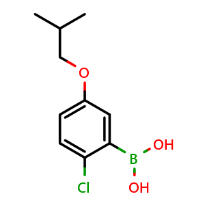 Chemical structure of 2-Chloro-5-isobutoxyphenylboronic Acid , CAS 1256346-11-8, AChemBlock V146000