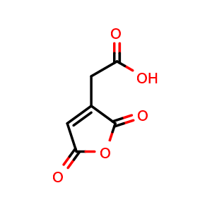 Chemical structure of 2-(2,5-Dioxo-2,5-dihydrofuran-3-yl)acetic Acid , CAS 6318-55-4, AChemBlock V146018