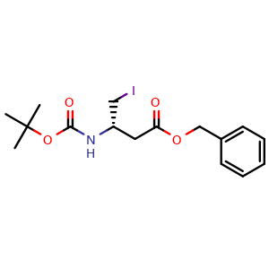 Chemical structure of Benzyl (S)-3-(Boc-amino)-4-iodobutanoate , CAS 161529-22-2, AChemBlock V146023