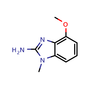 Chemical structure of 2-Amino-4-methoxy-1-methylbenzimidazole , CAS 33235-33-5, AChemBlock V146024