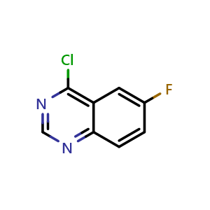 Chemical structure of 4-Chloro-6-fluoroquinazoline , CAS 16499-61-9, AChemBlock V146061