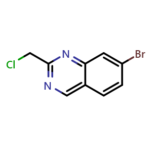 Chemical structure of 7-Bromo-2-(chloromethyl)quinazoline , CAS 1936495-91-8, AChemBlock V146078
