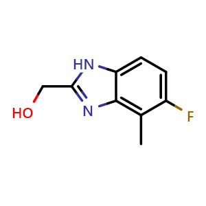 Chemical structure of 5-Fluoro-2-(hydroxymethyl)-4-methylbenzimidazole , CAS 1936068-82-4, AChemBlock V146079