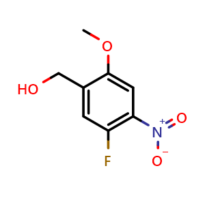 Chemical structure of 5-Fluoro-2-methoxy-4-nitrobenzyl Alcohol , CAS 2006278-11-9, AChemBlock V146089