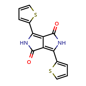 Chemical structure of 3,6-Di(2-thienyl)pyrrolo[3,4-c]pyrrole-1,4(2H,5H)-dione , CAS 850583-75-4, AChemBlock V146093
