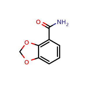 Chemical structure of 1,3-Benzodioxole-4-carboxamide , CAS 69151-39-9, AChemBlock V146180