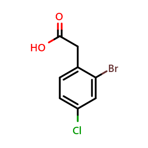Chemical structure of 2-(2-Bromo-4-chlorophenyl)acetic acid , CAS 52864-56-9, AChemBlock V146182