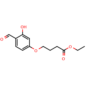 Chemical structure of Ethyl 4-(4-Formyl-3-hydroxyphenoxy)butyrate , CAS 152942-06-8, AChemBlock V146195