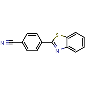 Chemical structure of 2-(4-Cyanophenyl)benzothiazole , CAS 17930-02-8, AChemBlock V146198