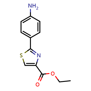 Chemical structure of Ethyl 2-(4-Aminophenyl)thiazole-4-carboxylate , CAS 730234-73-8, AChemBlock V146203