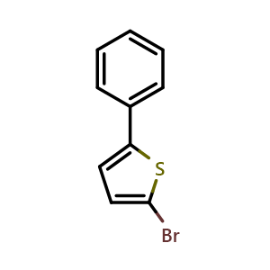 Chemical structure of 2-Bromo-5-phenylthiophene , CAS 29488-24-2, AChemBlock V146227