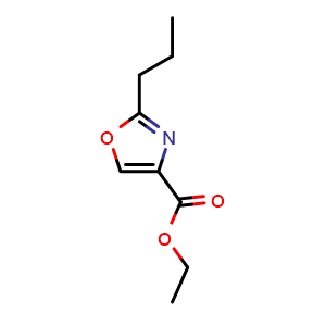 Chemical structure of Ethyl 2-Propyloxazole-4-carboxylate , CAS 36190-02-0, AChemBlock V146259