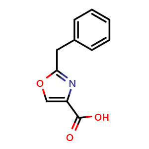 Chemical structure of 2-Benzyloxazole-4-carboxylic Acid , CAS 53697-48-6, AChemBlock V146262