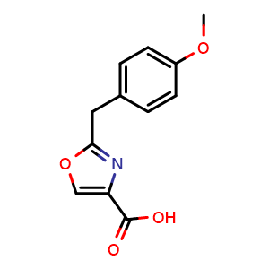 Chemical structure of 2-(4-Methoxybenzyl)oxazole-4-carboxylic Acid , CAS 852639-66-8, AChemBlock V146268