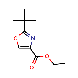 Chemical structure of Ethyl 2-(tert-Butyl)oxazole-4-carboxylate , CAS 1060816-06-9, AChemBlock V146277
