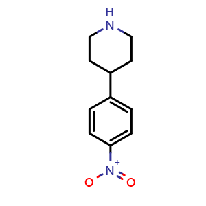 Chemical structure of 4-(4-Nitrophenyl)piperidine , CAS 26905-03-3, AChemBlock V146295