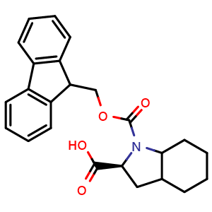 Chemical structure of (2S)-1-Fmoc-octahydro-1H-indole-2-carboxylic Acid , CAS 214750-71-7, AChemBlock V146298