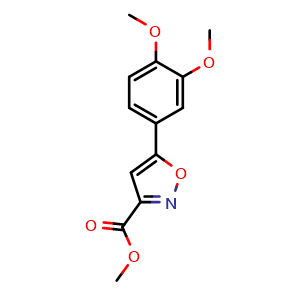 Chemical structure of Methyl 5-(3,4-Dimethoxyphenyl)isoxazole-3-carboxylate , CAS 517870-17-6, AChemBlock V146314