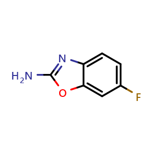 Chemical structure of 2-Amino-6-fluorobenzoxazole , CAS 1199215-73-0, AChemBlock V146318