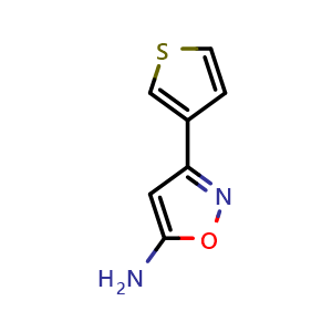Chemical structure of 5-Amino-3-(3-thienyl)isoxazole , CAS 1020955-36-5, AChemBlock V146322