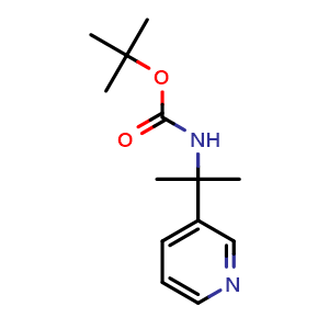 Chemical structure of N-Boc-2-(3-pyridyl)-2-propylamine , CAS 1988052-34-1, AChemBlock V146323