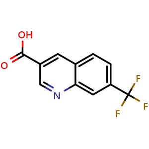 Chemical structure of 7-(Trifluoromethyl)quinoline-3-carboxylic acid , CAS 71082-51-4, AChemBlock V146344