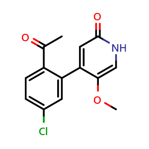 Chemical structure of 4-(2-Acetyl-5-chlorophenyl)-5-methoxypyridin-2(1H)-one , CAS 2201839-83-8, AChemBlock V146383