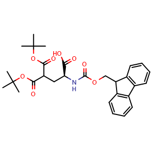 Chemical structure of (S)-2-(Fmoc-amino)-5-(tert-butoxy)-4-(tert-butoxycarbonyl)-5-oxopentanoic Acid , CAS 111662-64-7, AChemBlock V146388
