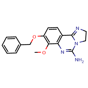 Chemical structure of 5-Amino-8-(benzyloxy)-7-methoxy-2,3-dihydroimidazo[1,2-c]quinazoline , CAS 1032570-69-6, AChemBlock V146391