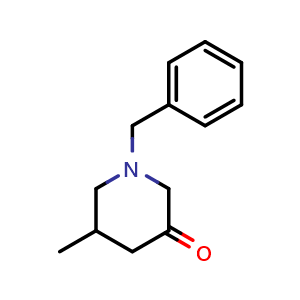 Chemical structure of 1-Benzyl-5-methyl-3-piperidinone , CAS 1290047-51-6, AChemBlock V146393