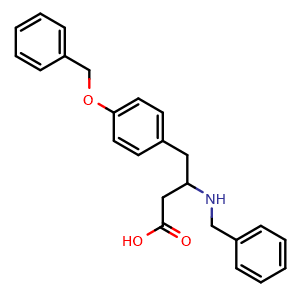 Chemical structure of 3-(Benzylamino)-4-[4-(benzyloxy)phenyl]butanoic Acid , CAS 2135339-92-1, AChemBlock V146396