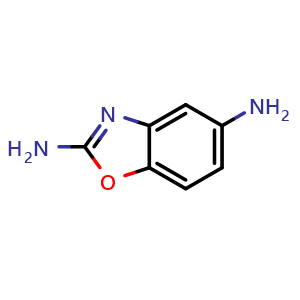 Chemical structure of 2,5-Diaminobenzoxazole , CAS 64037-26-9, AChemBlock V146415