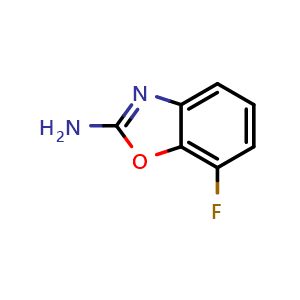 Chemical structure of 2-Amino-7-fluorobenzoxazole , CAS 1266987-58-9, AChemBlock V146416