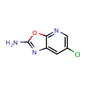 Chemical structure of 2-Amino-6-chlorooxazolo[5,4-b]pyridine , CAS 1256819-81-4, AChemBlock V146418