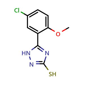 Chemical structure of 5-(5-Chloro-2-methoxyphenyl)-1H-1,2,4-triazole-3-thiol , CAS 554423-96-0, AChemBlock V146428