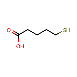 Chemical structure of 5-Mercaptopentanoic Acid , CAS 30247-98-4, AChemBlock V146432