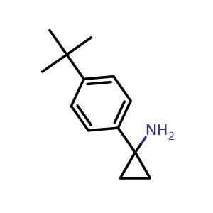 Chemical structure of 1-[4-(tert-Butyl)phenyl]cyclopropanamine , CAS 1096856-98-2, AChemBlock V146439