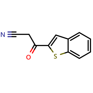 Chemical structure of 3-(2-Benzothienyl)-3-oxopropanenitrile , CAS 1249556-86-2, AChemBlock V146469