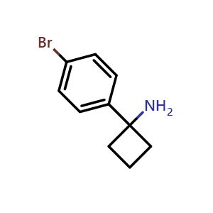 Chemical structure of 1-(4-bromophenyl)cyclobutan-1-amine , CAS 1094218-30-0, AChemBlock V146489