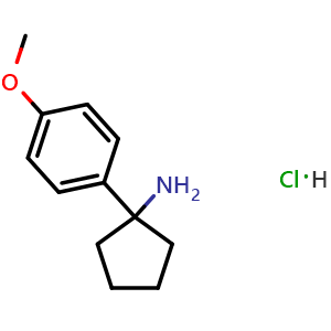 Chemical structure of 1-(4-Methoxyphenyl)cyclopentanamine Hydrochloride , CAS 1221723-81-4, AChemBlock V146493