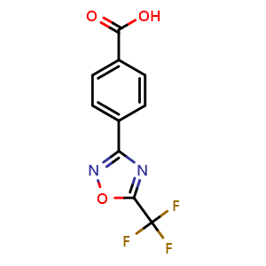 Chemical structure of 4-[5-(Trifluoromethyl)-1,2,4-oxadiazol-3-yl]benzoic acid , CAS 340736-76-7, AChemBlock V146499