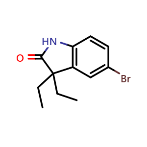 Chemical structure of 5-Bromo-3,3-diethylindolin-2-one , CAS 304876-06-0, AChemBlock V146504